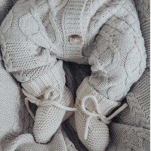 Soft Knit Organic Baby Booties - White